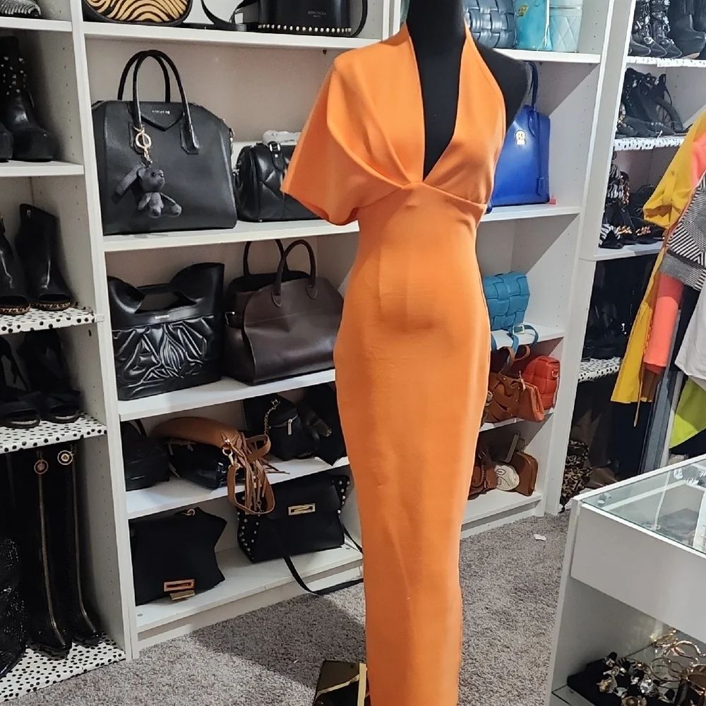 Vibrant Orange One Shoulder Cocktail Dress